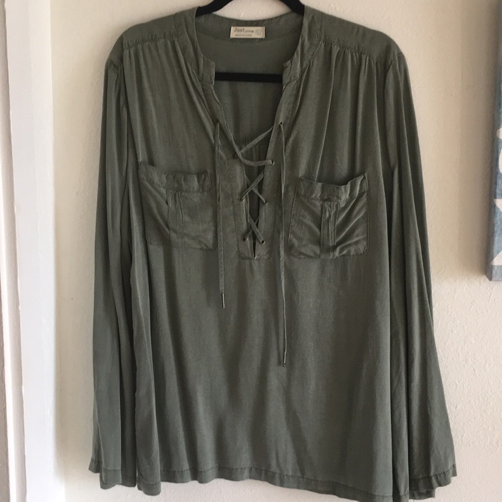 MOVING SALE! Olive Tie Blouse